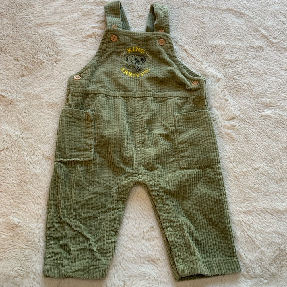 Disney Lion King Simba‎ Green Corduroy Overalls Size 6-9 months